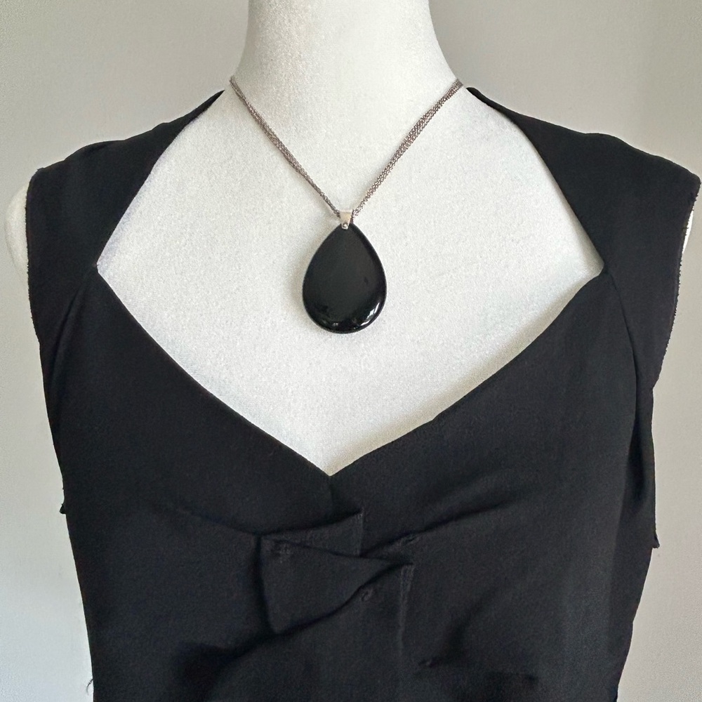 Sterling with Black Onyx Teardrop Pendant,  925 Sterling Necklace 4 Chains NWOT